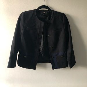 h&m black and navy blazer (gold details)